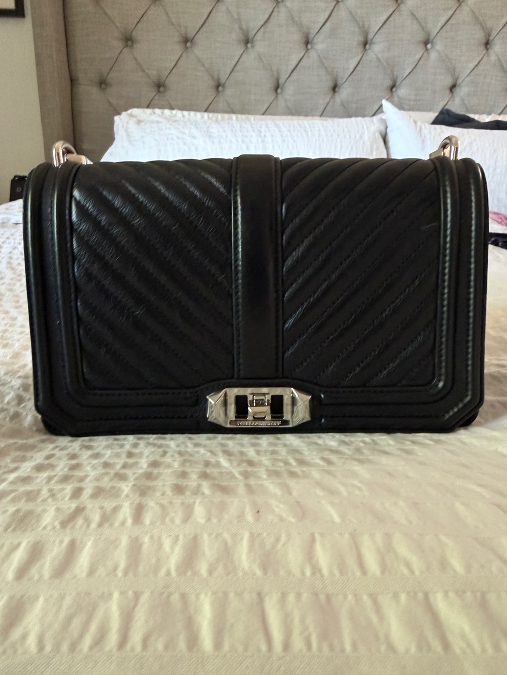 🖤 Rebecca Minkoff Love Crossbody – Black Quilted Leather